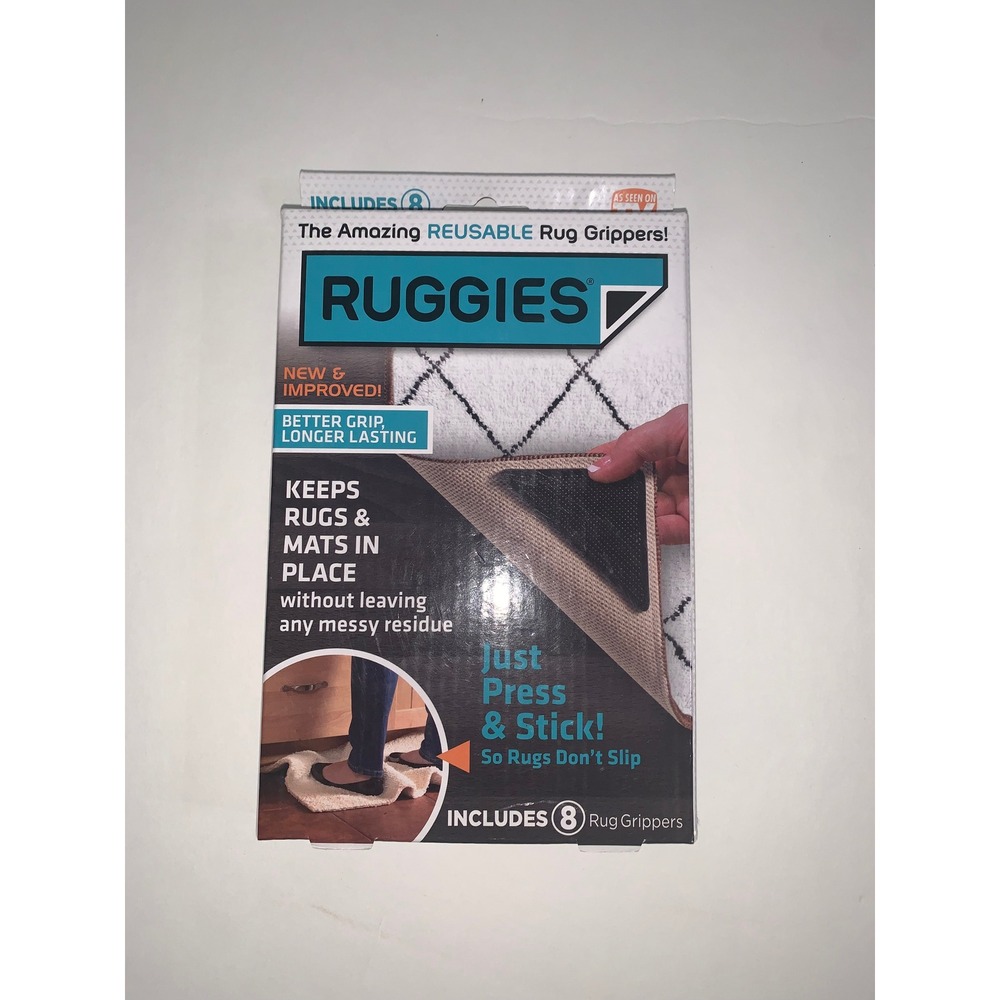 NWT Ruggies Reusable Rug Grippers 8 Pack Non Slip Tacky Grip Polymer